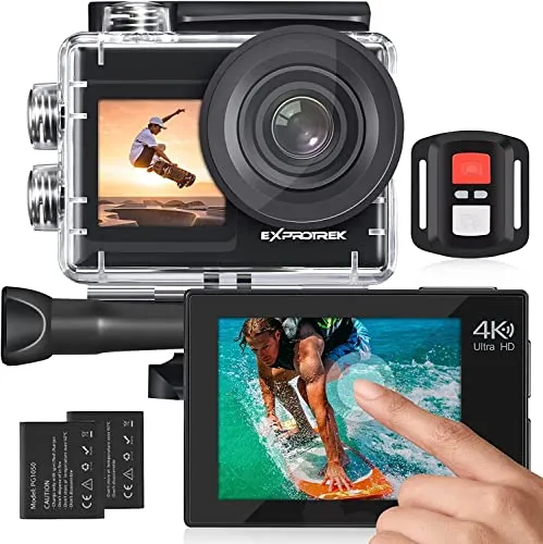 Exprotrek Action Camera 4K 60FPS with Touch Screen, EIS 170 °