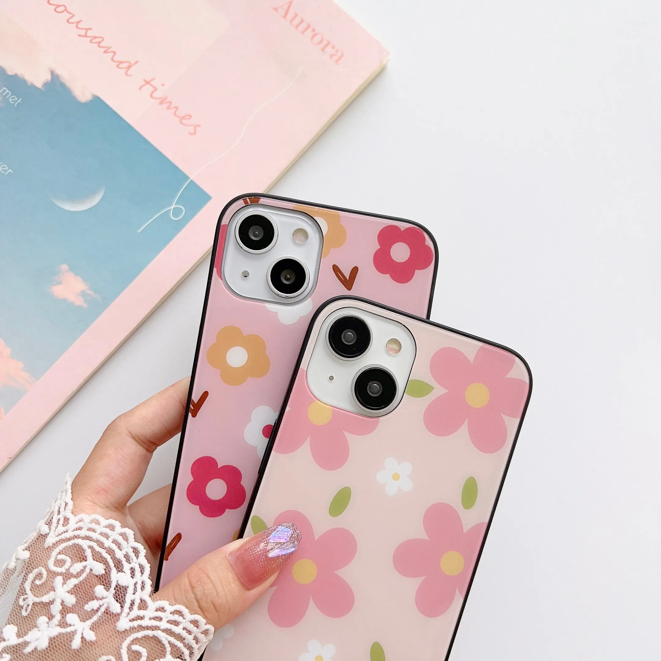 Floral Pattern Designer Glass Case