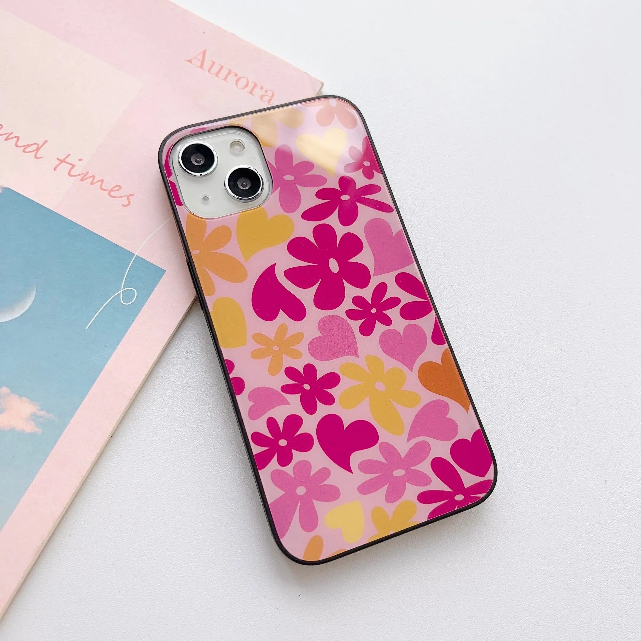Floral Pattern Designer Glass Case