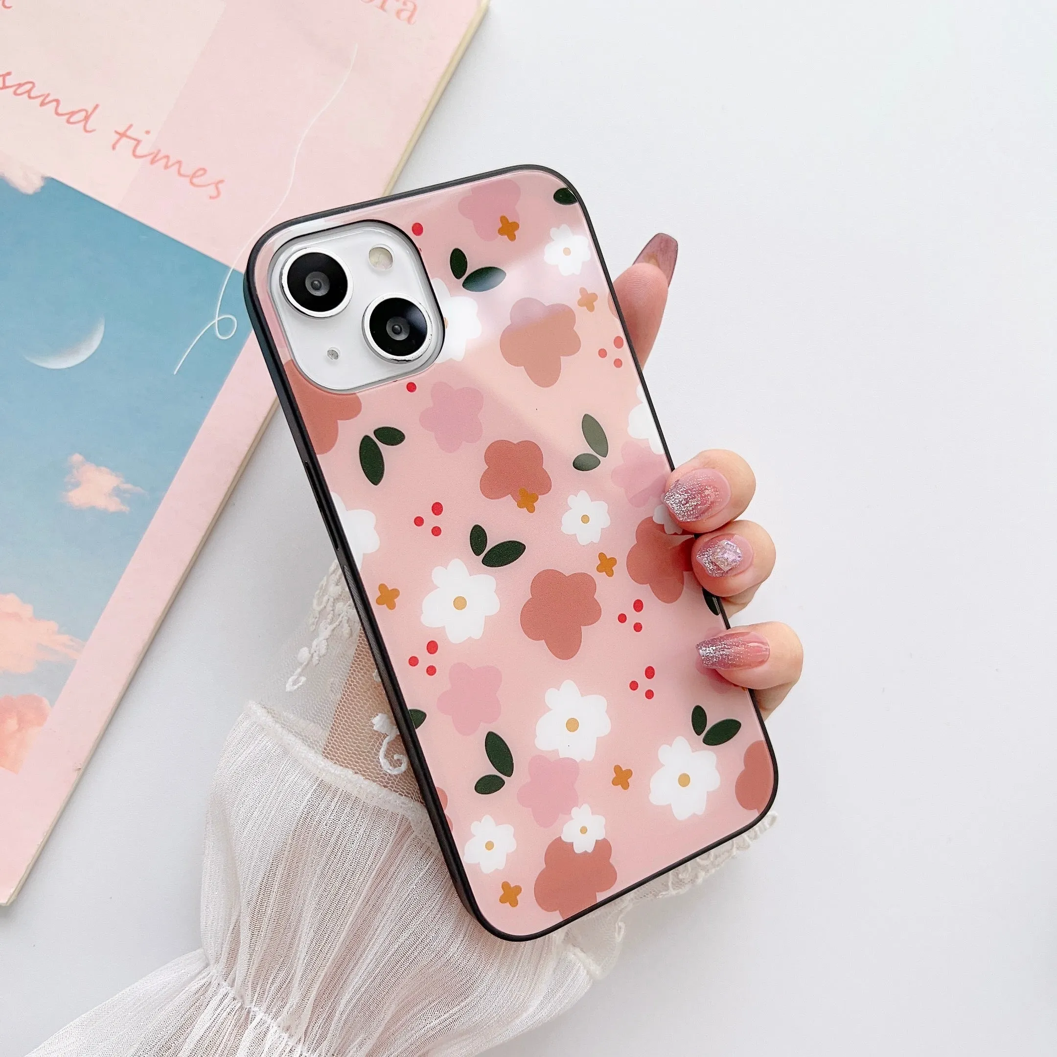 Floral Pattern Designer Glass Case
