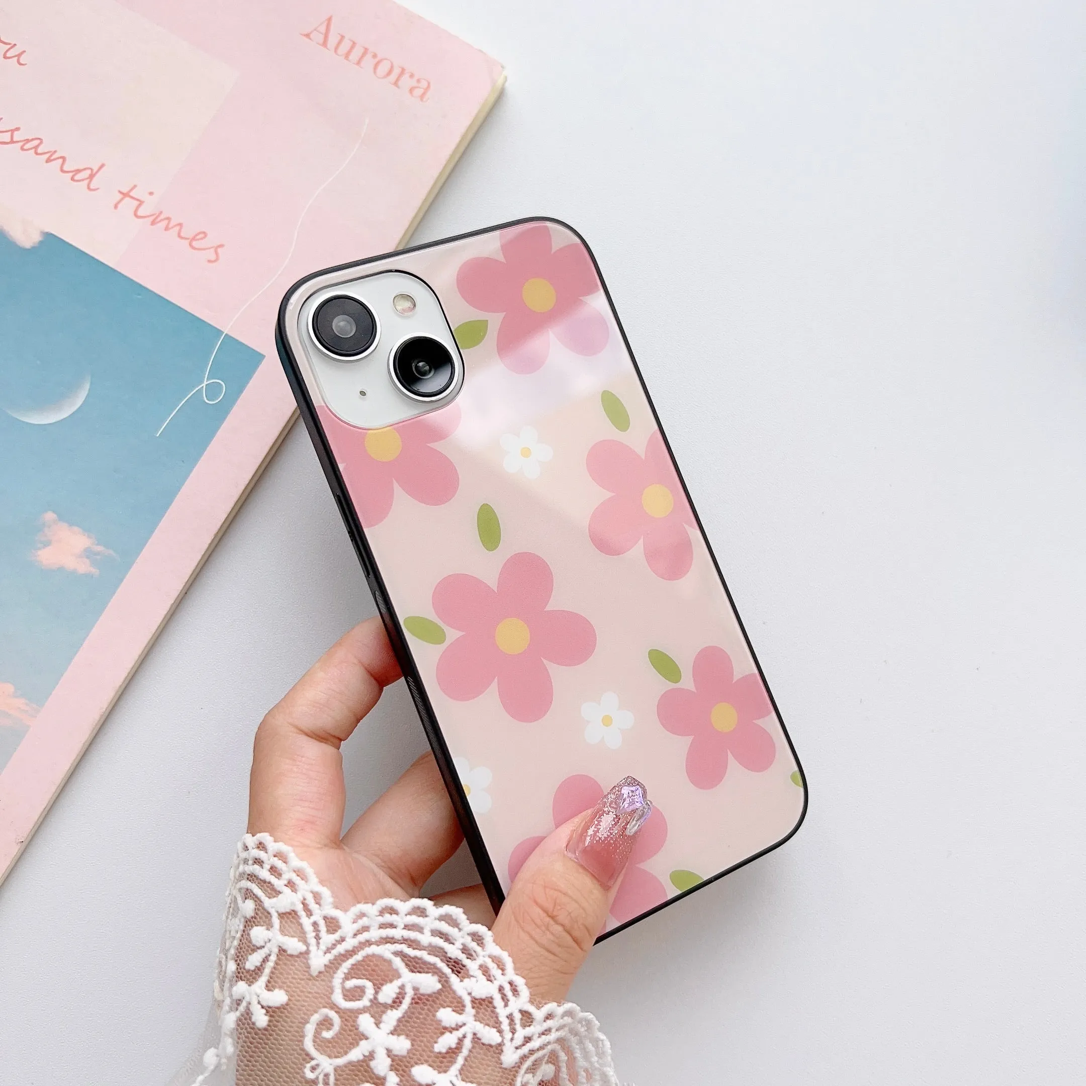Floral Pattern Designer Glass Case