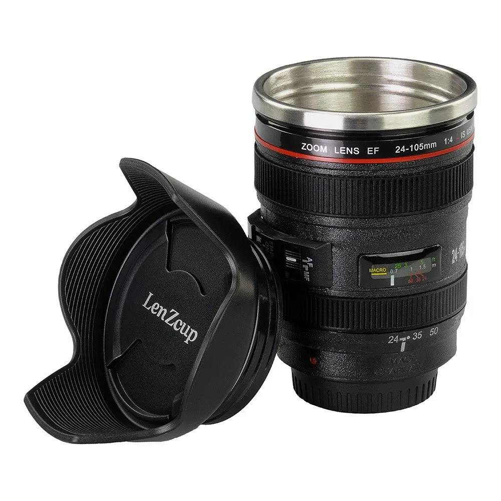 Fotodiox Thermo LenzCup - Self Stirring Insulated Tumbler, Coffee, and Refreshment Mug - Canon EF 24-105mm f/4L IS USM (1:1) Replica, 8oz **Clearance**