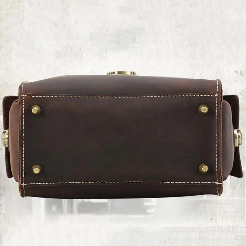 Full Grain Leather Camera Bag Men DSLR Camera Bag Shoulder Messenger Bag