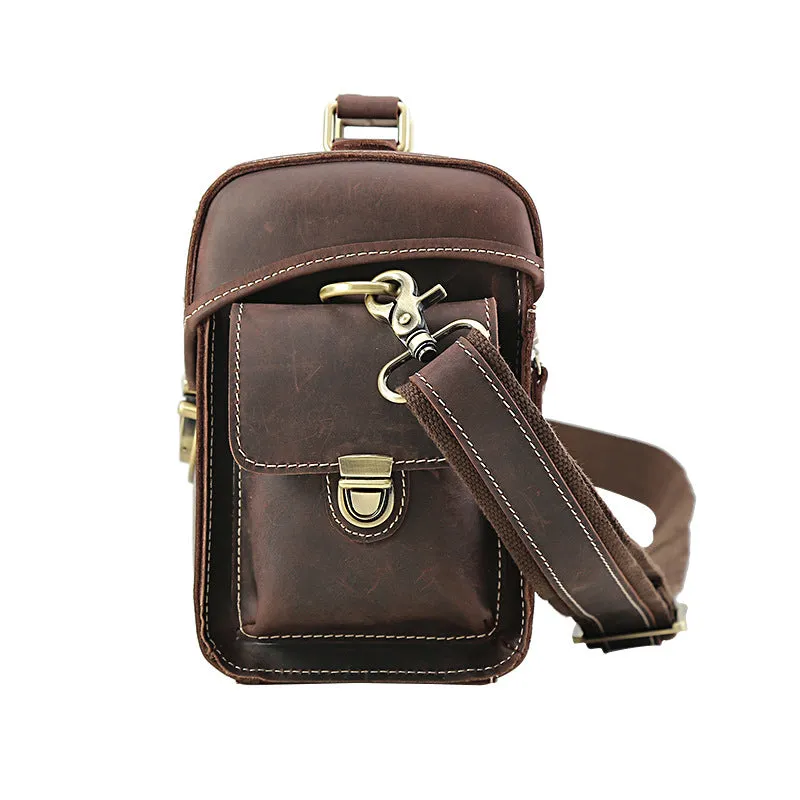 Full Grain Leather Camera Bag Men DSLR Camera Bag Shoulder Messenger Bag
