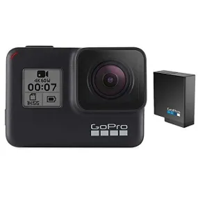 GoPro HERO7 Black   Extra Battery - E-Commerce Packaging - Waterproof Digital Action Camera with Touch Screen 4K HD Video 12MP Photos Live Streaming Stabilization