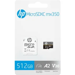 HP Micro SD Card 512GB V30 A2 U3 SDXC mx350 High Speed With Adaptor