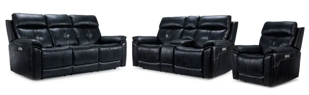 Hunter Triple Power Reclining Sofa, Loveseat and Recliner Set - Eclipse