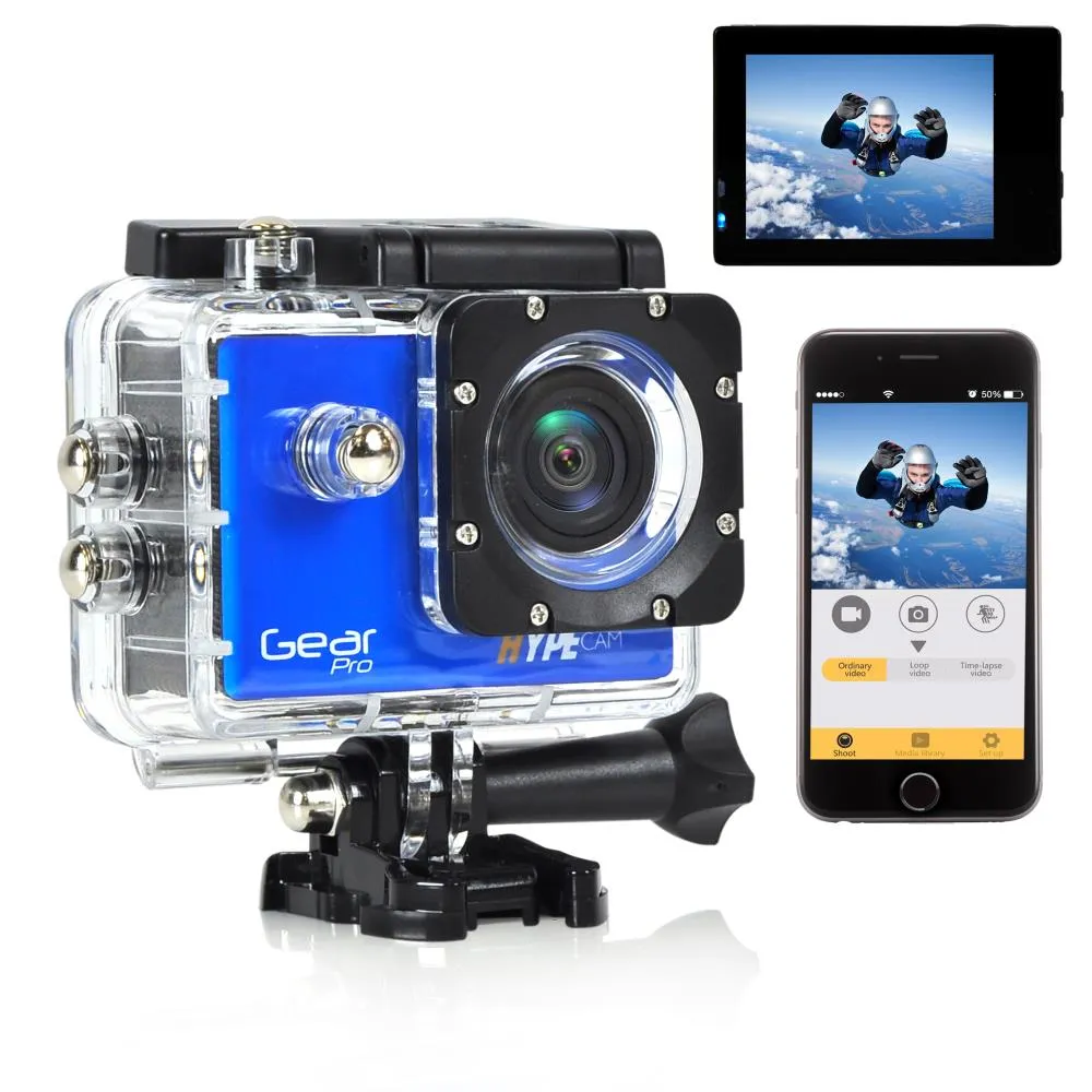 Hype Cam - 4K Ultra Hd Wifi Camera, 1080P  Sports Action Pocket Cam (Blue)
