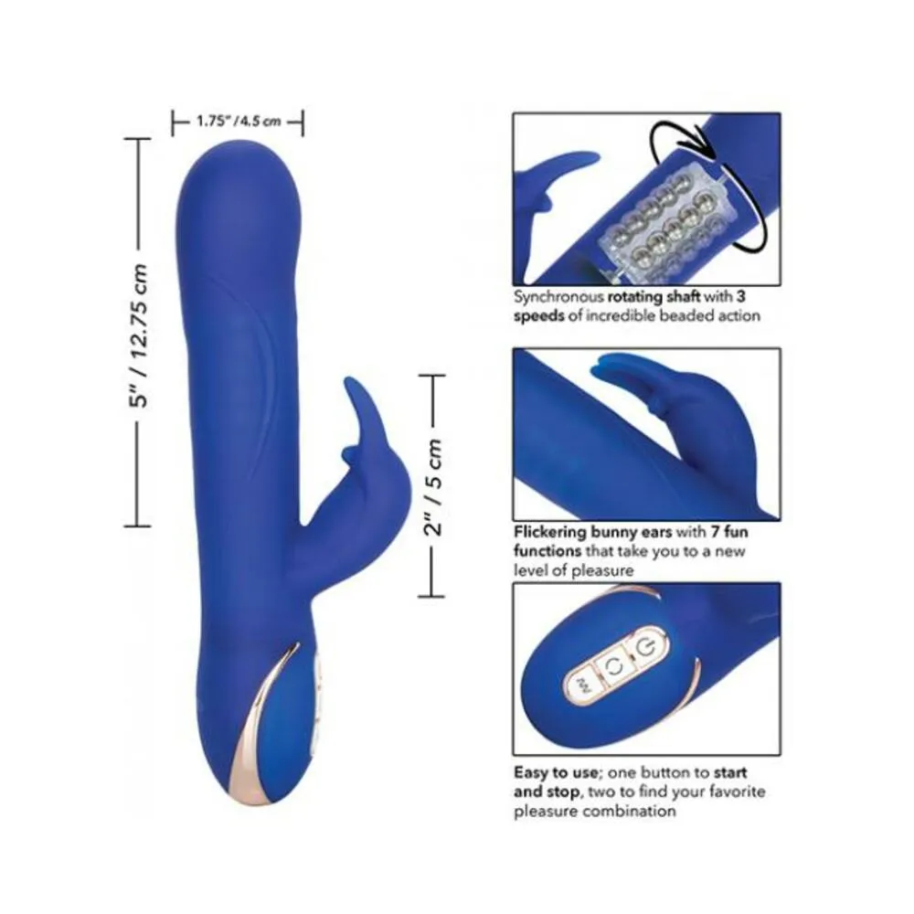 Jack Rabbit Rotating Beaded Rabbit Vibrator Blue