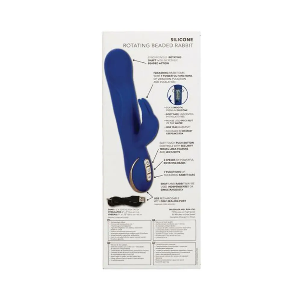 Jack Rabbit Rotating Beaded Rabbit Vibrator Blue