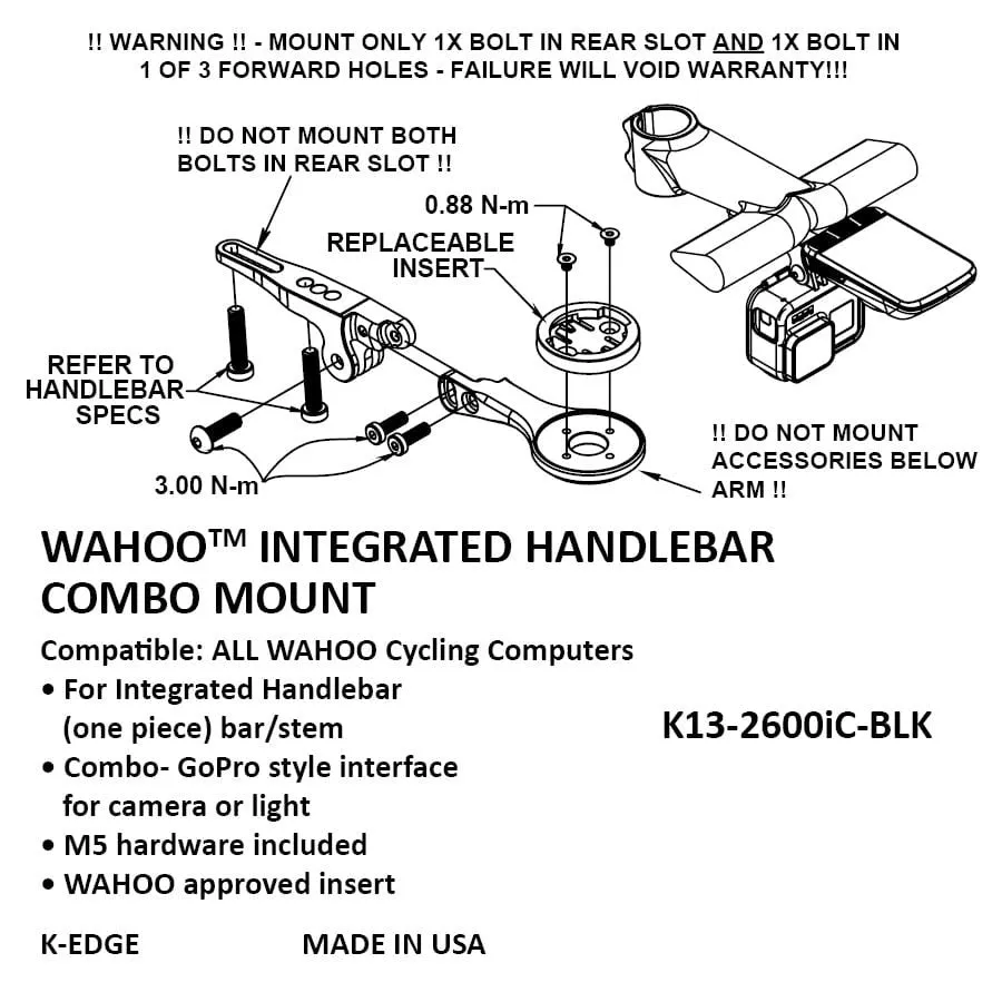 K-Edge Wahoo Integrated Handlebar System (IHS) Combo Mounts