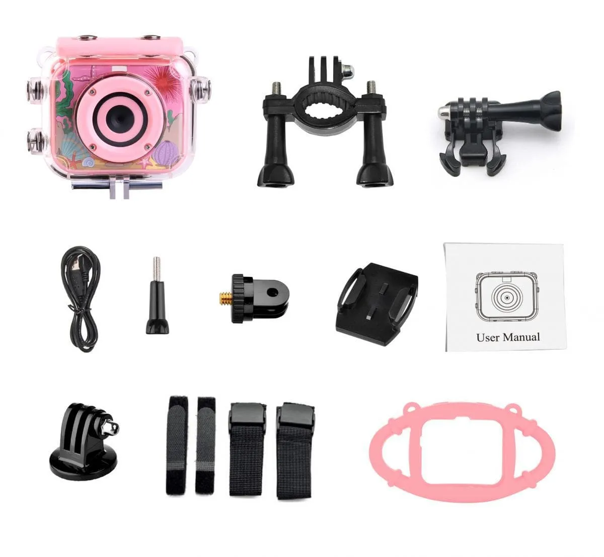 K&F Concept AT-G20B Kids Action Camera 1080P HD Waterproof Video Digital Children Sports Camcorder, 33GB SD Card Pink&Blue