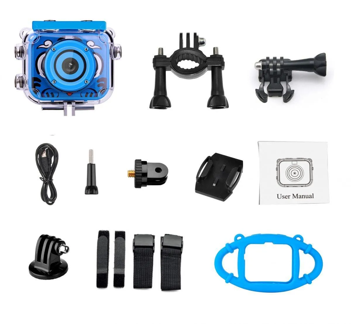 K&F Concept AT-G20B Kids Action Camera 1080P HD Waterproof Video Digital Children Sports Camcorder, 33GB SD Card Pink&Blue