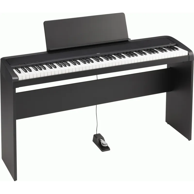 Korg B2SP 88 Key Digital Piano w/ Stand and Pedal PLUS Bonus AKG K72 Headphones - Black