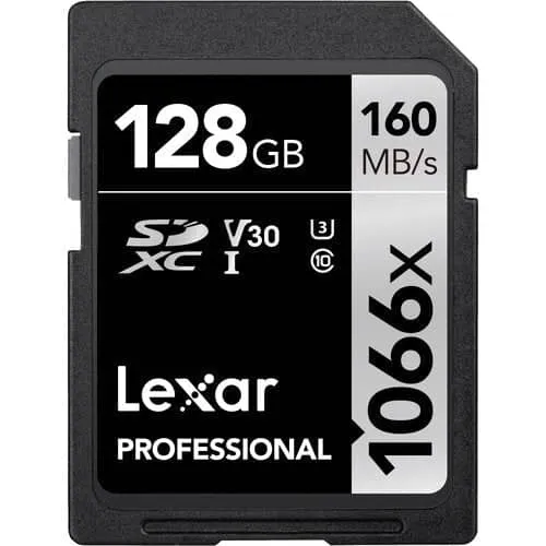 Lexar Professional Silver 128GB SDXC UHS-I 160MB/s Memory Card - V30