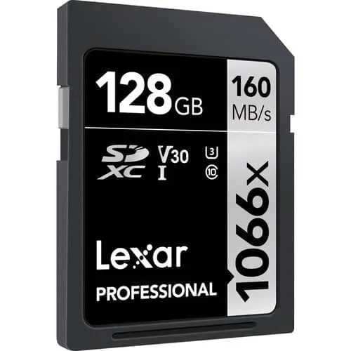 Lexar Professional Silver 128GB SDXC UHS-I 160MB/s Memory Card - V30