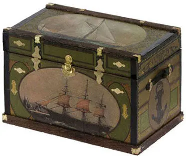 Lithograph Wooden Trunk Kit, Nautical Ship