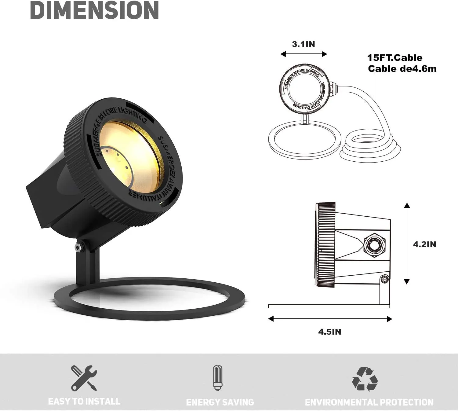 Malibu 5.4W Submersible Underwater LED Pond Low Voltage Landscape Lighting
