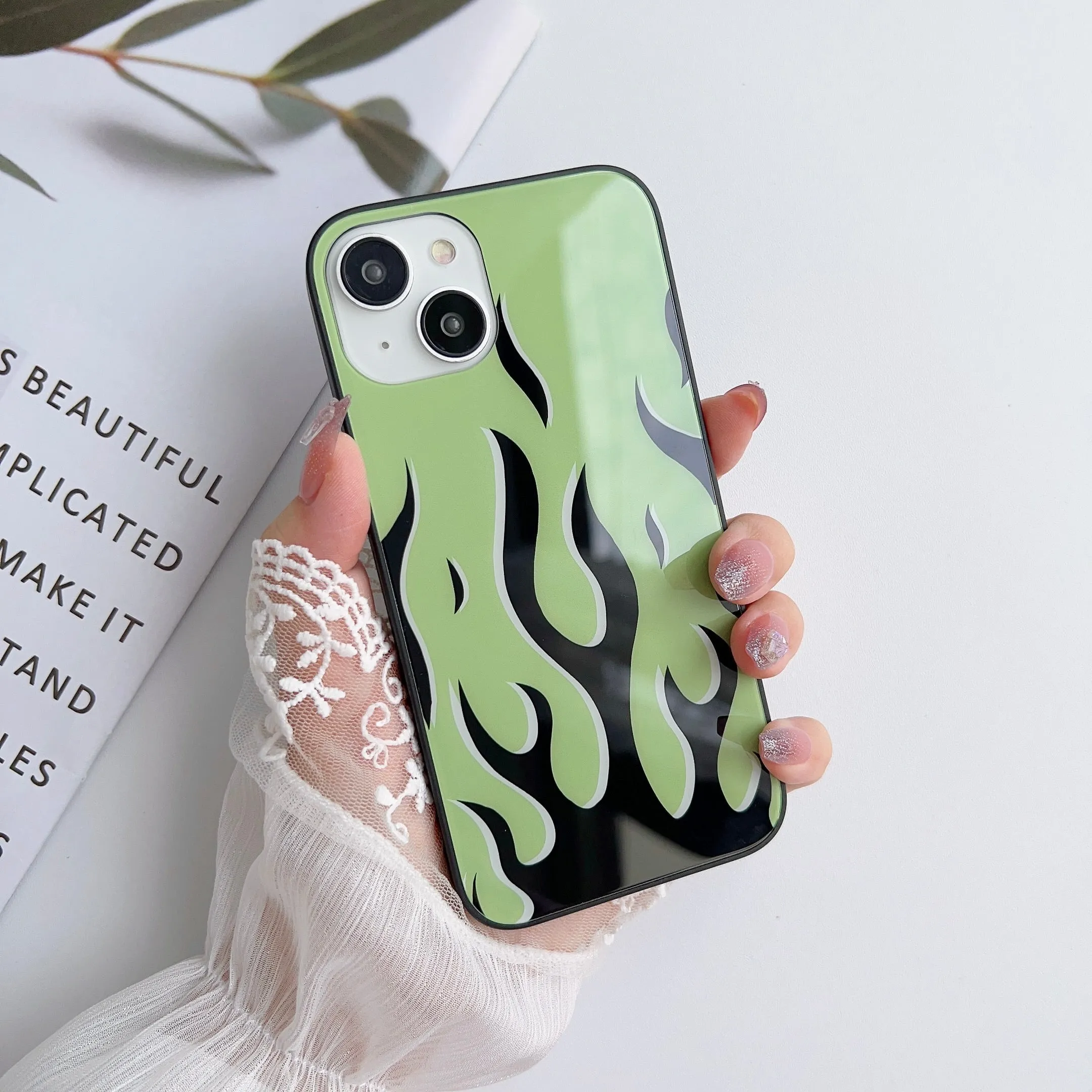 Multicolor Flames Glass Case