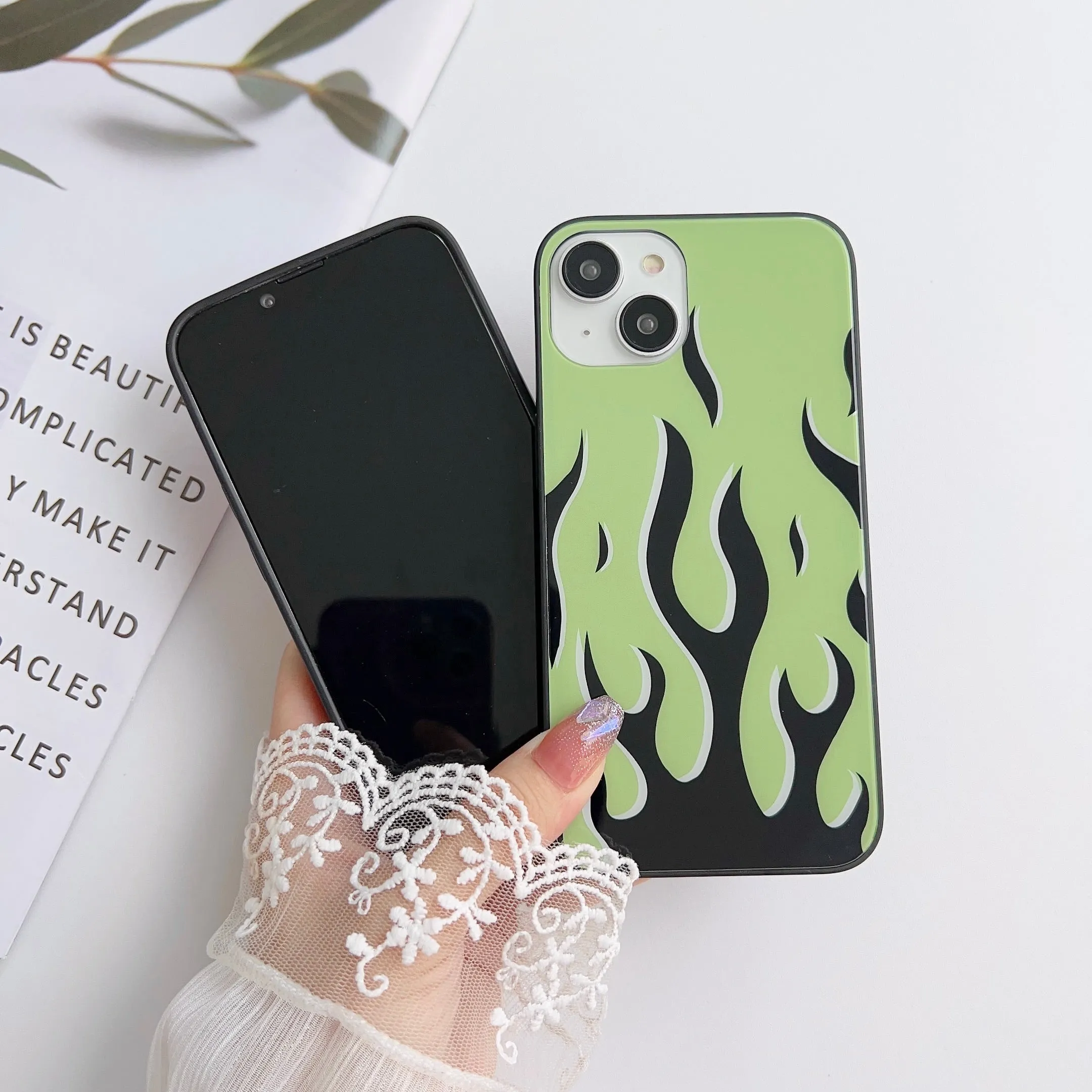 Multicolor Flames Glass Case
