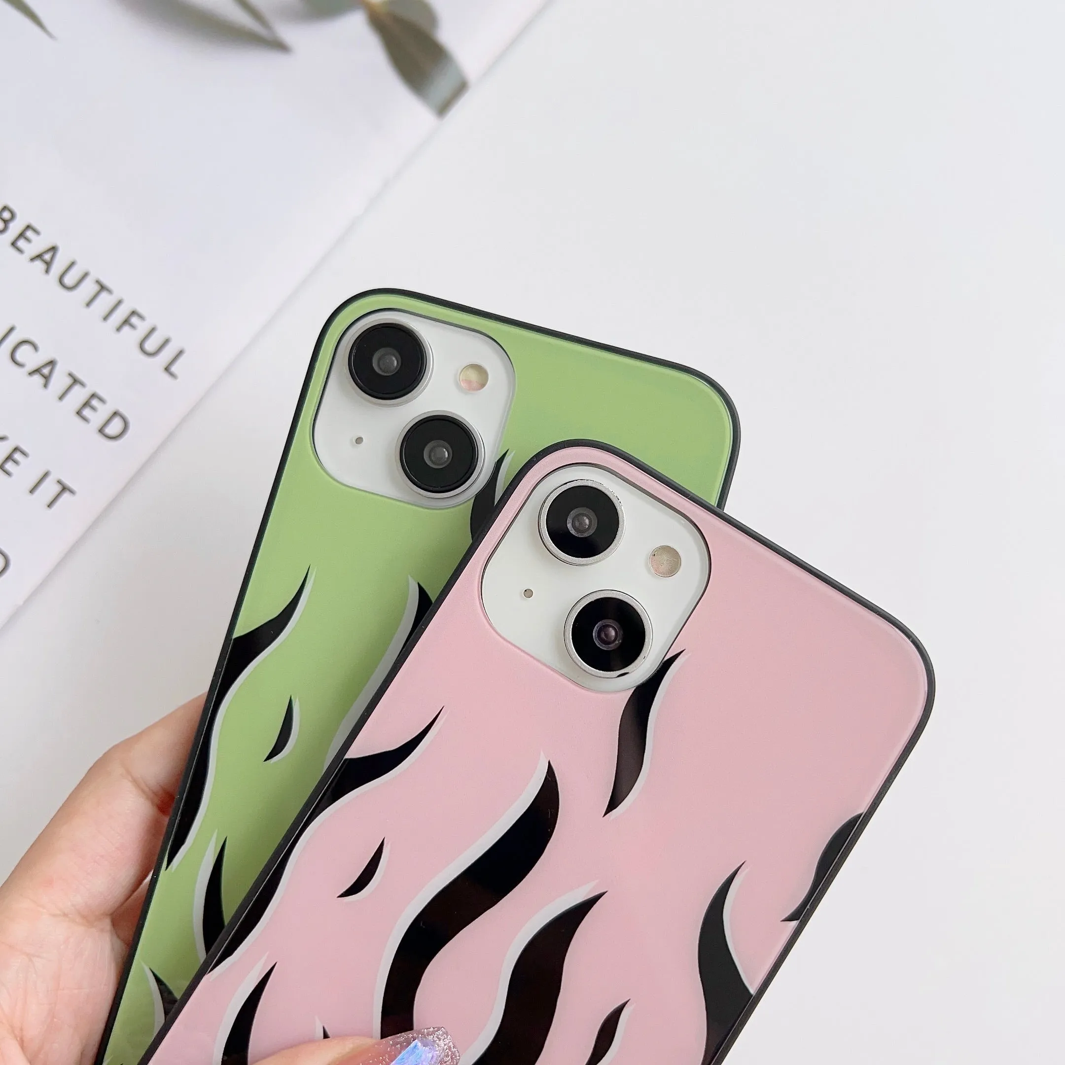 Multicolor Flames Glass Case
