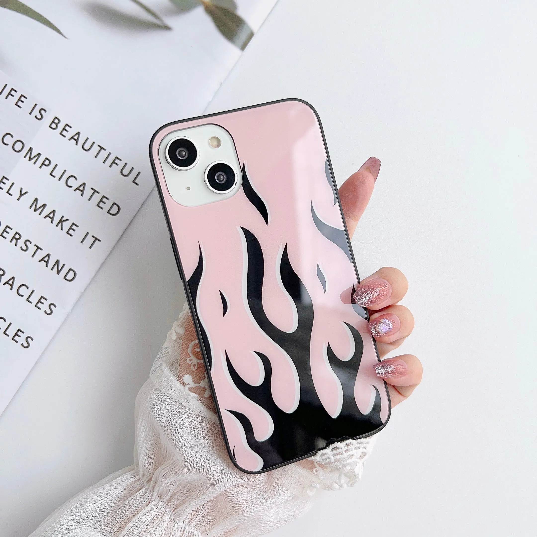 Multicolor Flames Glass Case