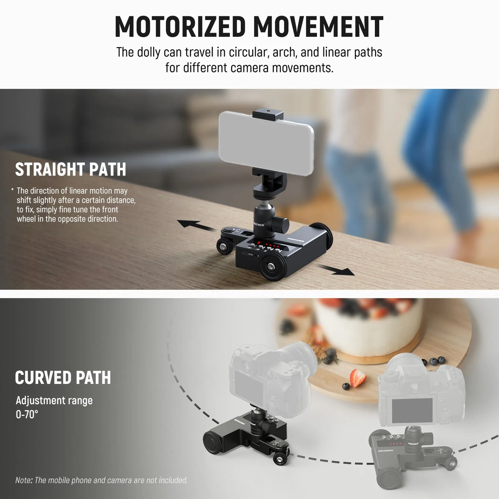 NEEWER DL200 Upgraded Motorized Camera Dolly with App Control