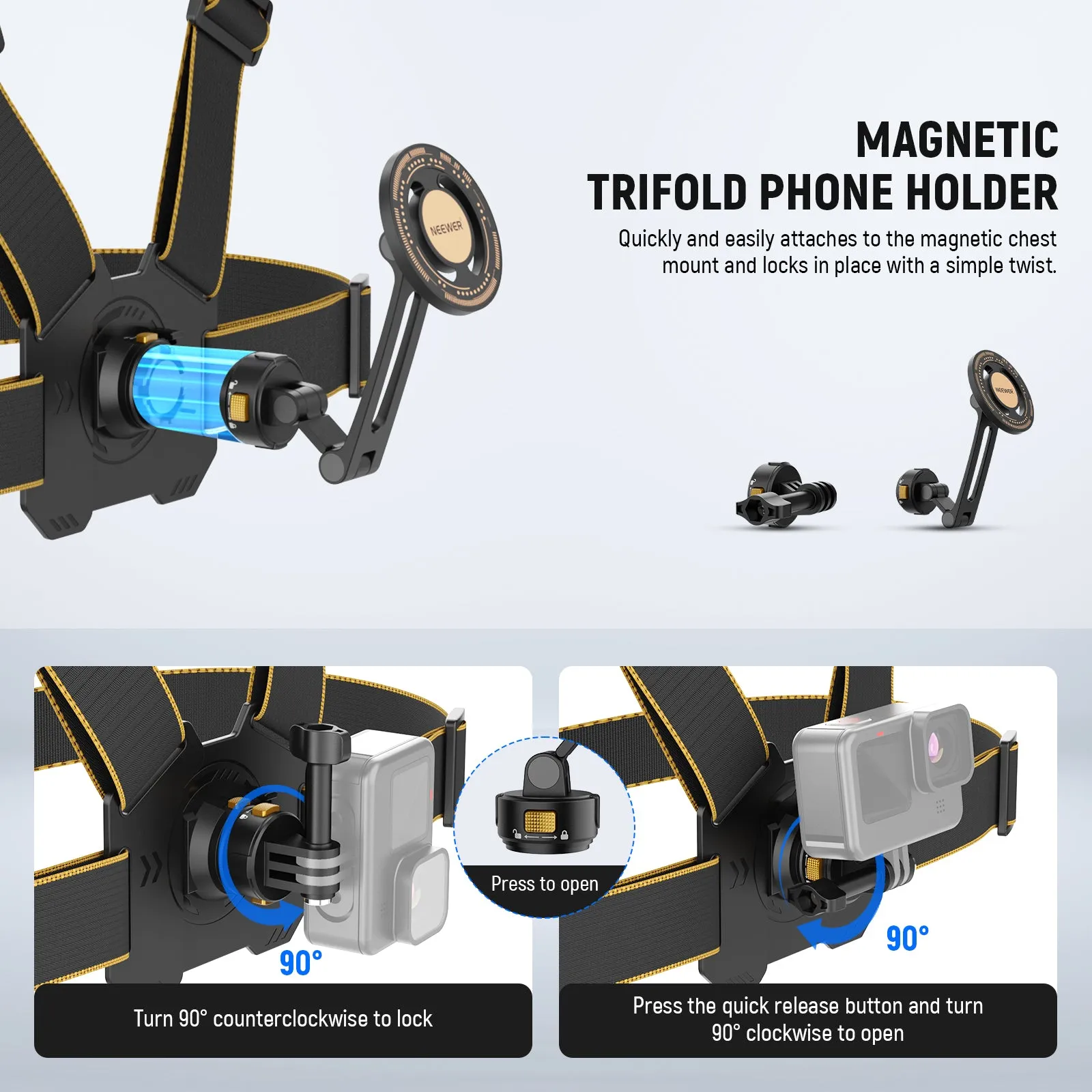 NEEWER GP18 Chest Mount Harness for Action Camera & Phone