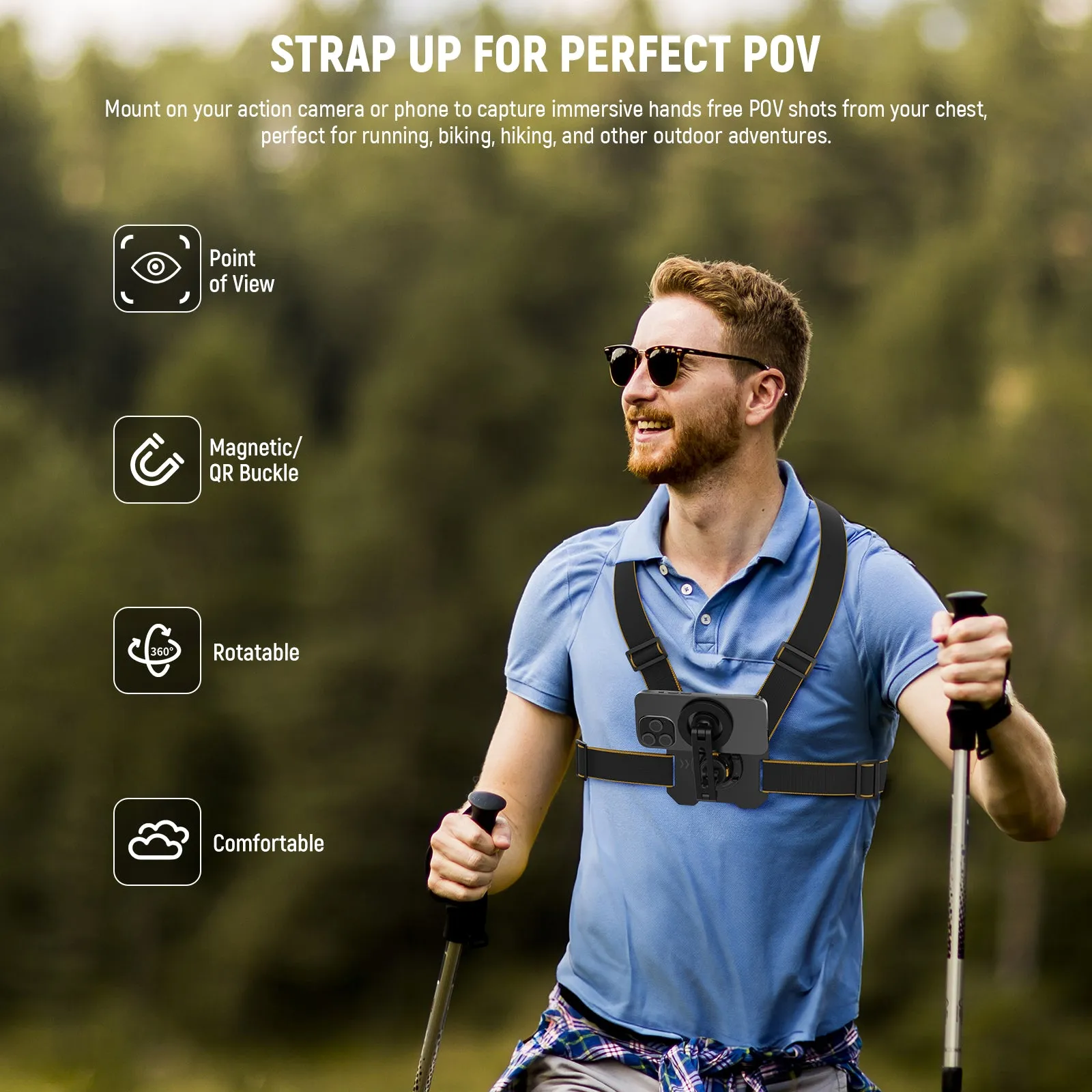NEEWER GP18 Chest Mount Harness for Action Camera & Phone
