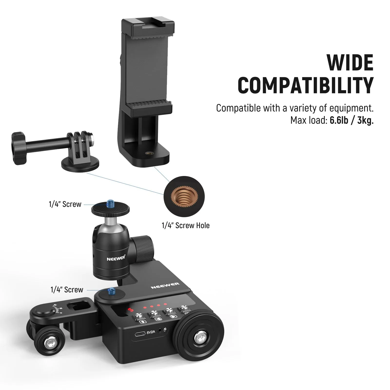NEEWER Upgraded DL200 Motorized Camera Dolly with App Control
