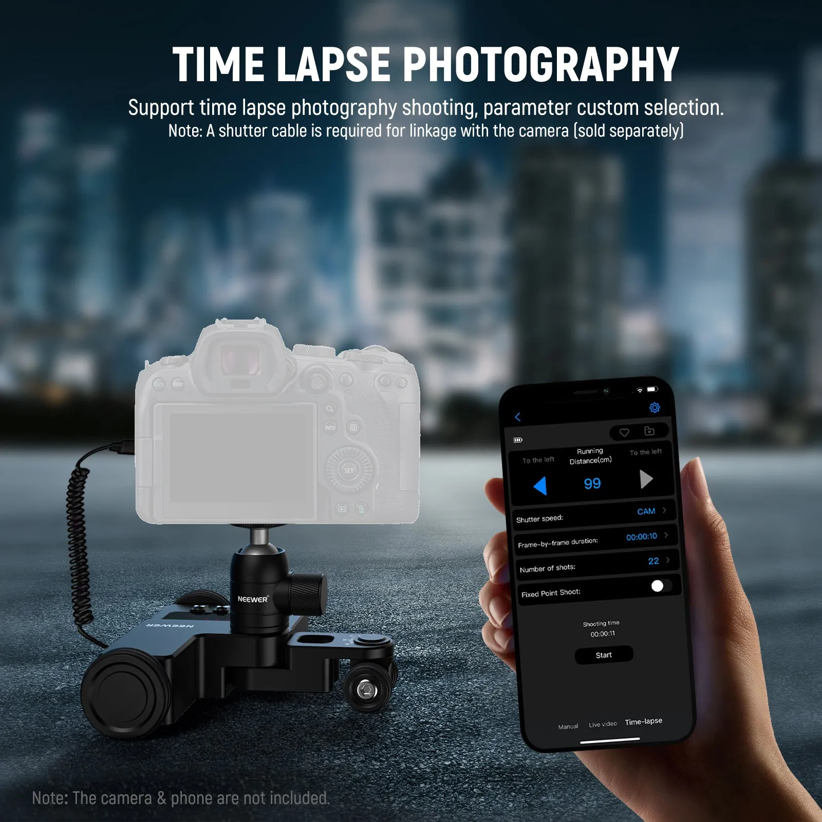 NEEWER Upgraded DL200 Motorized Camera Dolly with App Control