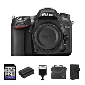 Nikon D7100 Digital Camera (Body)   2 Batteries, 32GB, Flash Bundle