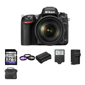 Nikon D750 DSLR Camera w/24-120mm Lens   2 Batteries, 32GB, Flash Bundle