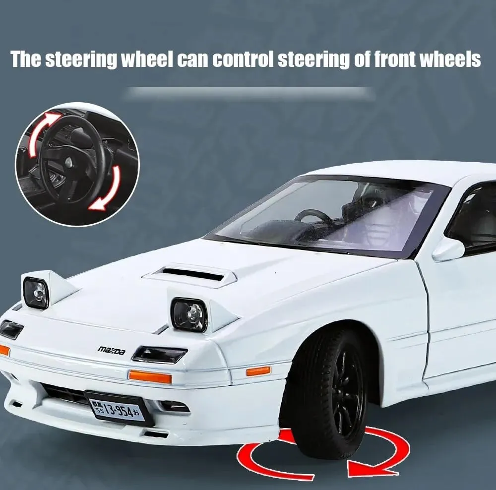 NISHCHAY Scale Finished Model Car 1:24 for Mazda RX7 Alloy Die-cast Car with Famous popup Headlight Function Light and Music(Engine Start) for Kids,Adults on Birthday (Mazda RX7)