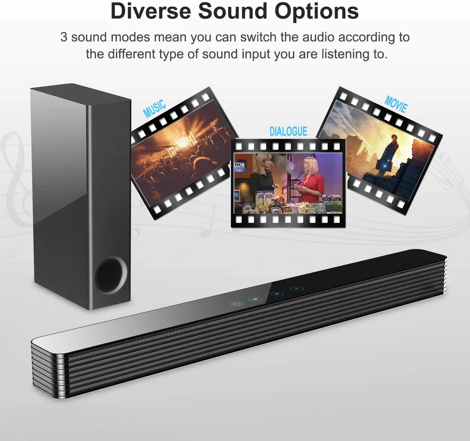 Norcent KB2020 Black Mamba Series 25-Inch Sound Bar with Sub-woofer, Wired and Wireless Bluetooth 5.0 Extra Powerful Bass Speaker Soundbar 2020 New Version MB-2521