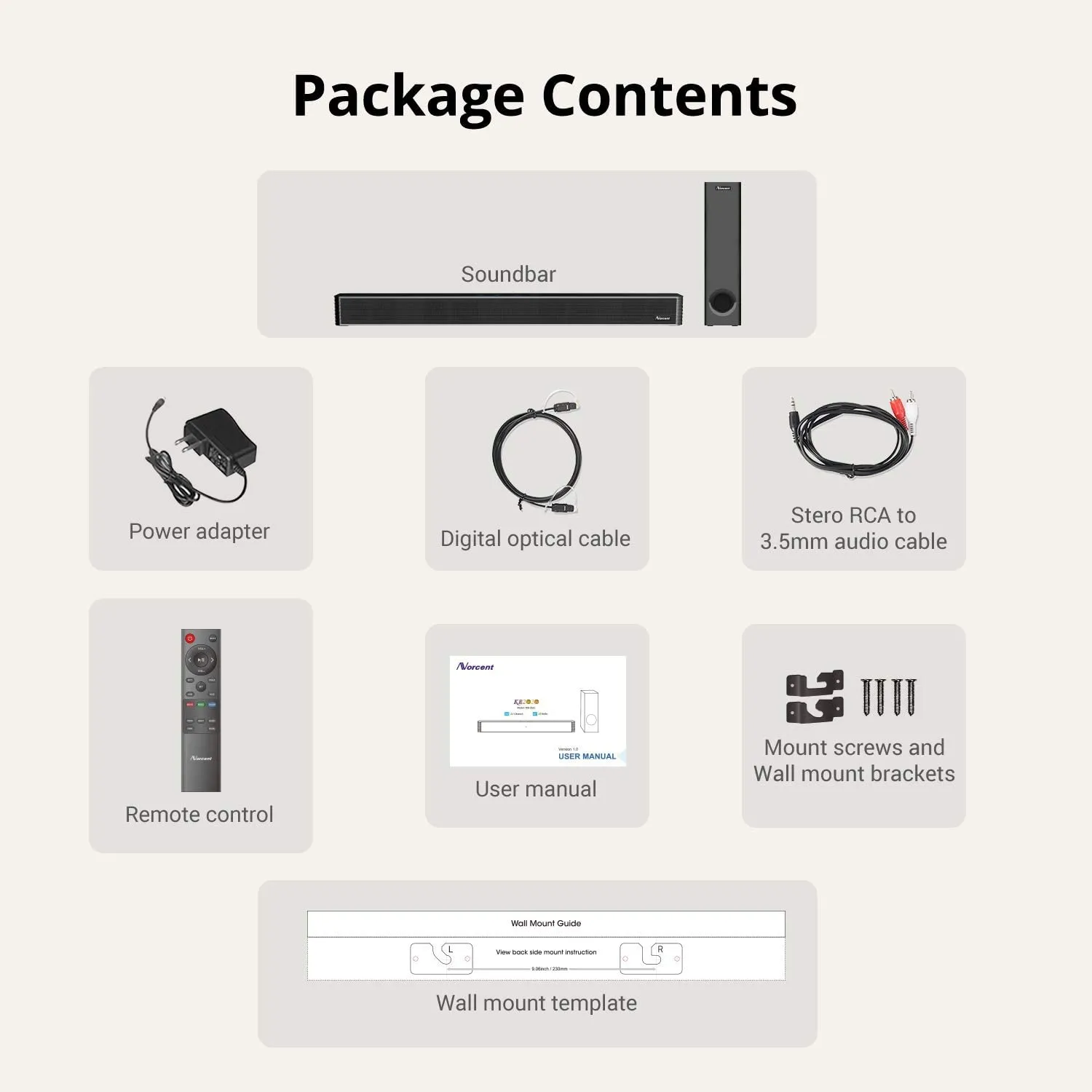 Norcent KB2020 Black Mamba Series 25-Inch Sound Bar with Sub-woofer, Wired and Wireless Bluetooth 5.0 Extra Powerful Bass Speaker Soundbar 2020 New Version MB-2521