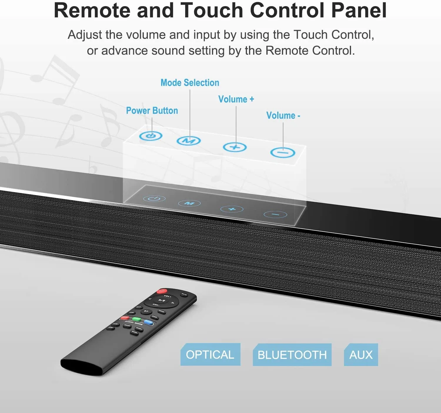 Norcent KB2020 Black Mamba Series 25-Inch Sound Bar with Sub-woofer, Wired and Wireless Bluetooth 5.0 Extra Powerful Bass Speaker Soundbar 2020 New Version MB-2521