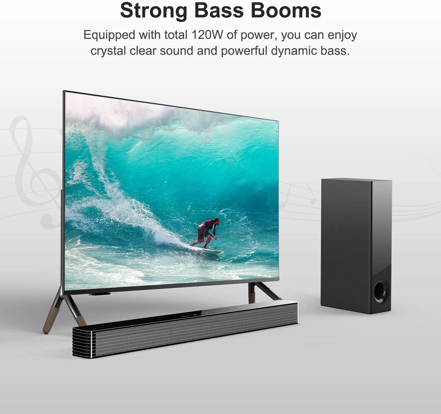 Norcent KB2020 Black Mamba Series 25-Inch Sound Bar with Sub-woofer, Wired and Wireless Bluetooth 5.0 Extra Powerful Bass Speaker Soundbar 2020 New Version MB-2521