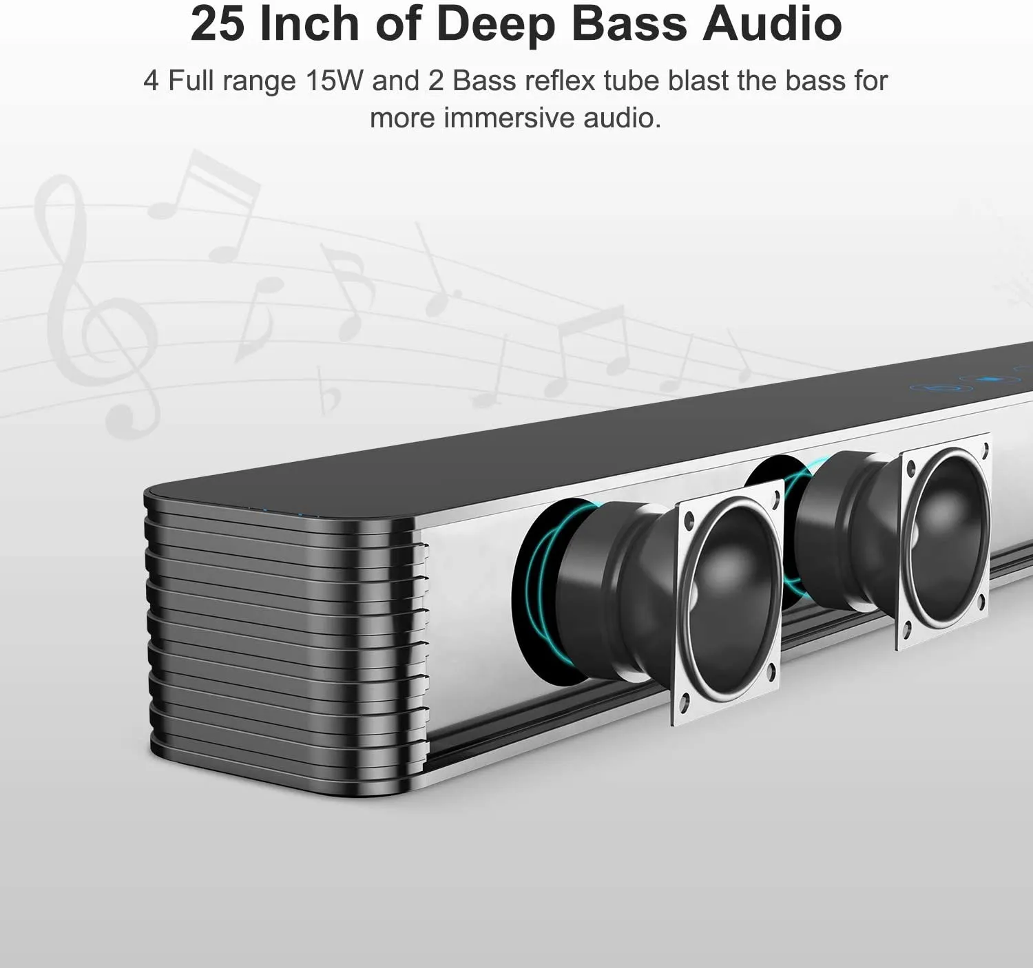 Norcent KB2020 Black Mamba Series 25-Inch Sound Bar with Sub-woofer, Wired and Wireless Bluetooth 5.0 Extra Powerful Bass Speaker Soundbar 2020 New Version MB-2521