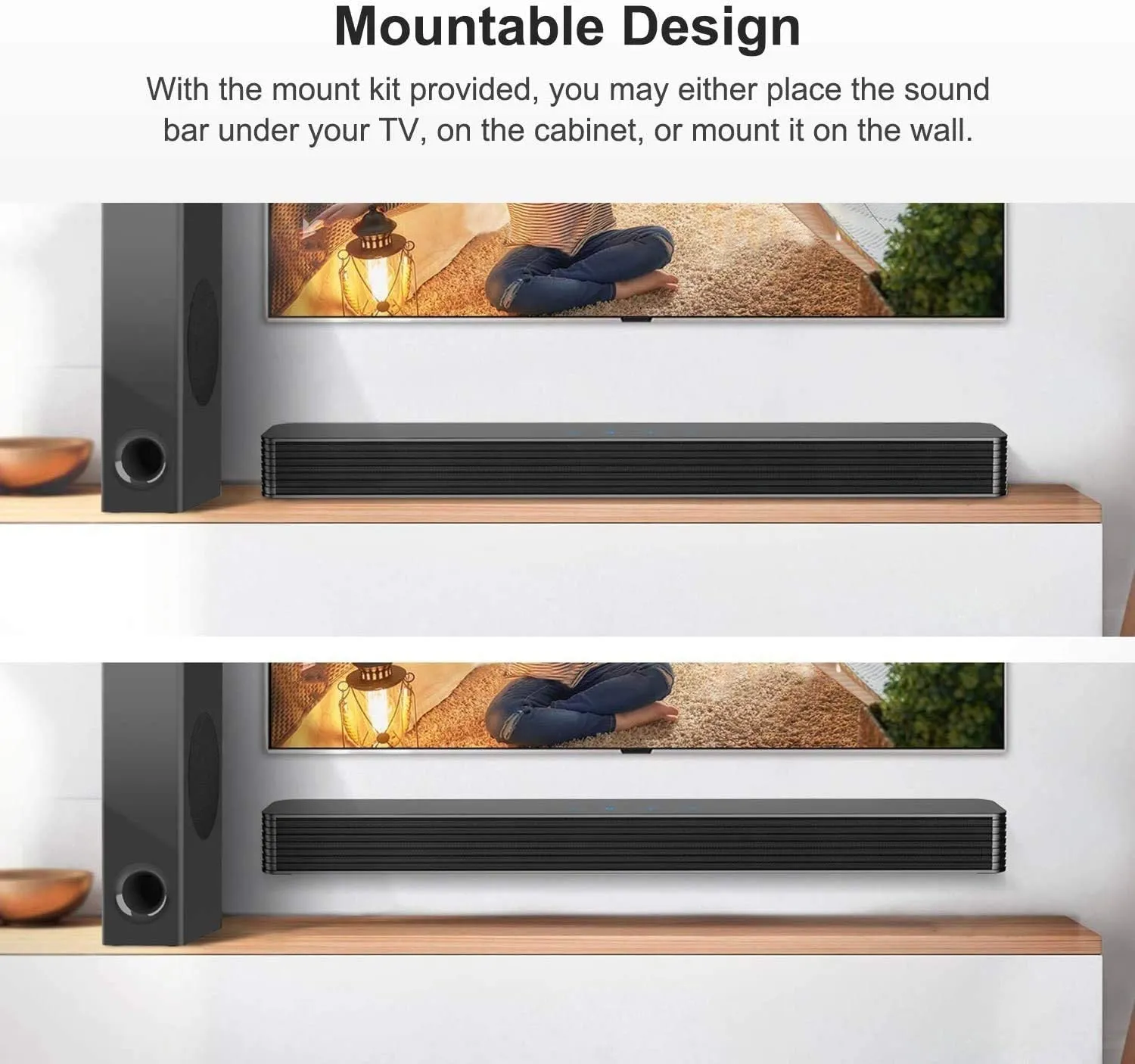 Norcent KB2020 Black Mamba Series 25-Inch Sound Bar with Sub-woofer, Wired and Wireless Bluetooth 5.0 Extra Powerful Bass Speaker Soundbar 2020 New Version MB-2521