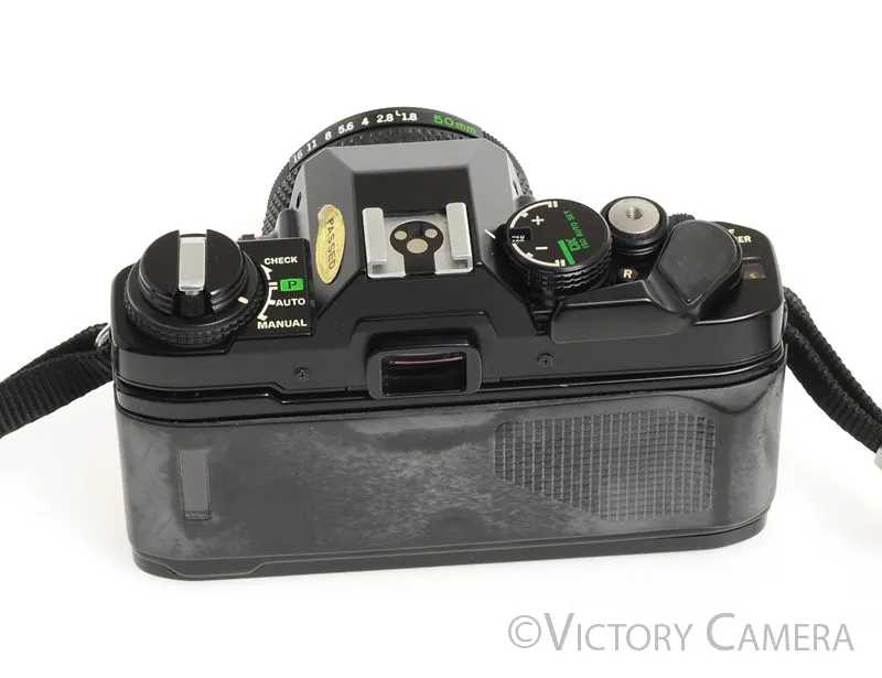 Olympus OM-PC OMPC Black 35mm Film Camera w/ Zuiko 50mm f1.8 Lens -Good Seals-