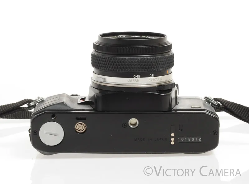 Olympus OM-PC OMPC Black 35mm Film Camera w/ Zuiko 50mm f1.8 Lens -Good Seals-