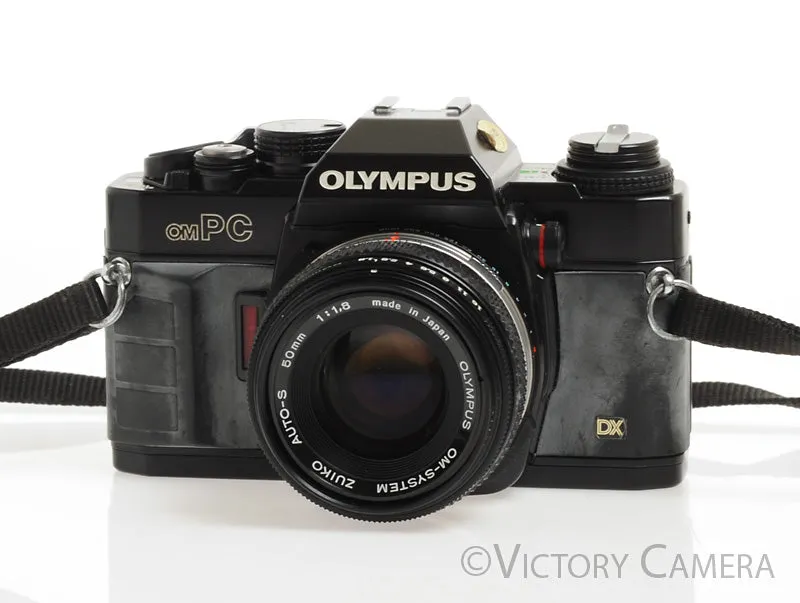 Olympus OM-PC OMPC Black 35mm Film Camera w/ Zuiko 50mm f1.8 Lens -Good Seals-
