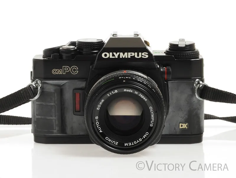 Olympus OM-PC OMPC Black 35mm Film Camera w/ Zuiko 50mm f1.8 Lens -Good Seals-