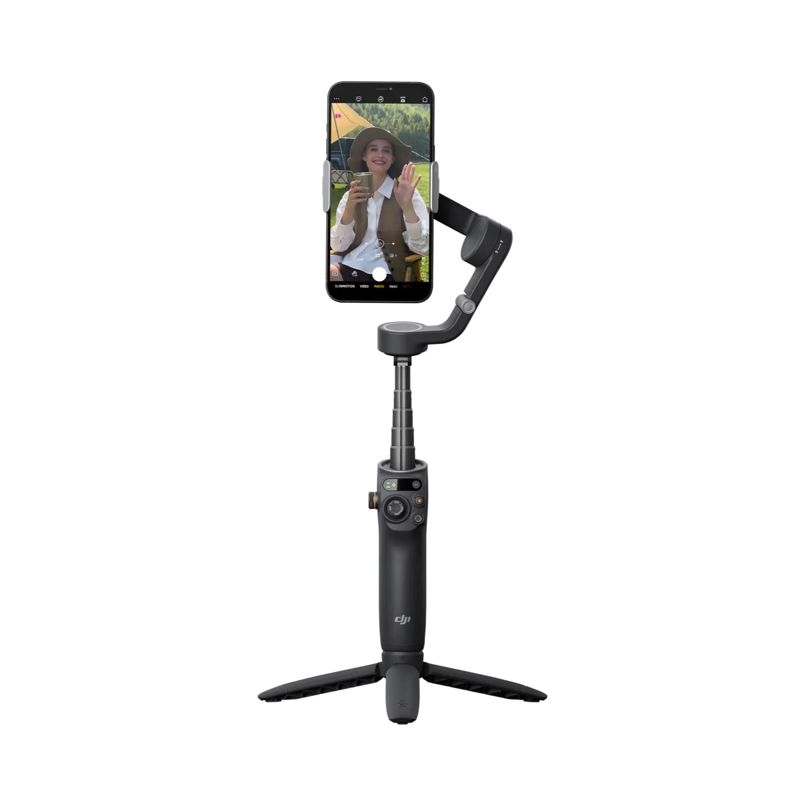 OSMO Mobile 6 Smartphone Gimbal Stabilizer, 3-Axis Phone Gimbal, Built-In Extension Rod, Android and iPhone Gimbal, Vlogging Stabilizer YouTube TikTok video, UAE Version with Official Warranty Support