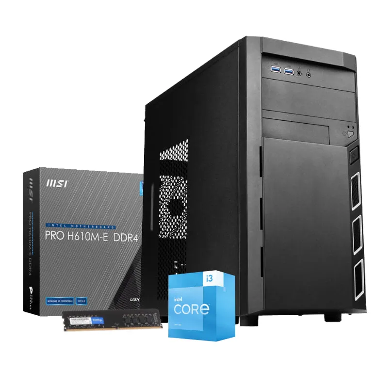 Pcbuilder Intel I3-13100 Office Master Prime Windows 11 Home Desktop Pc