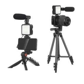 Phone Vlogging Kit with Remote Control Microphone LED Light for iPhone Live YouTube DSLR Camera