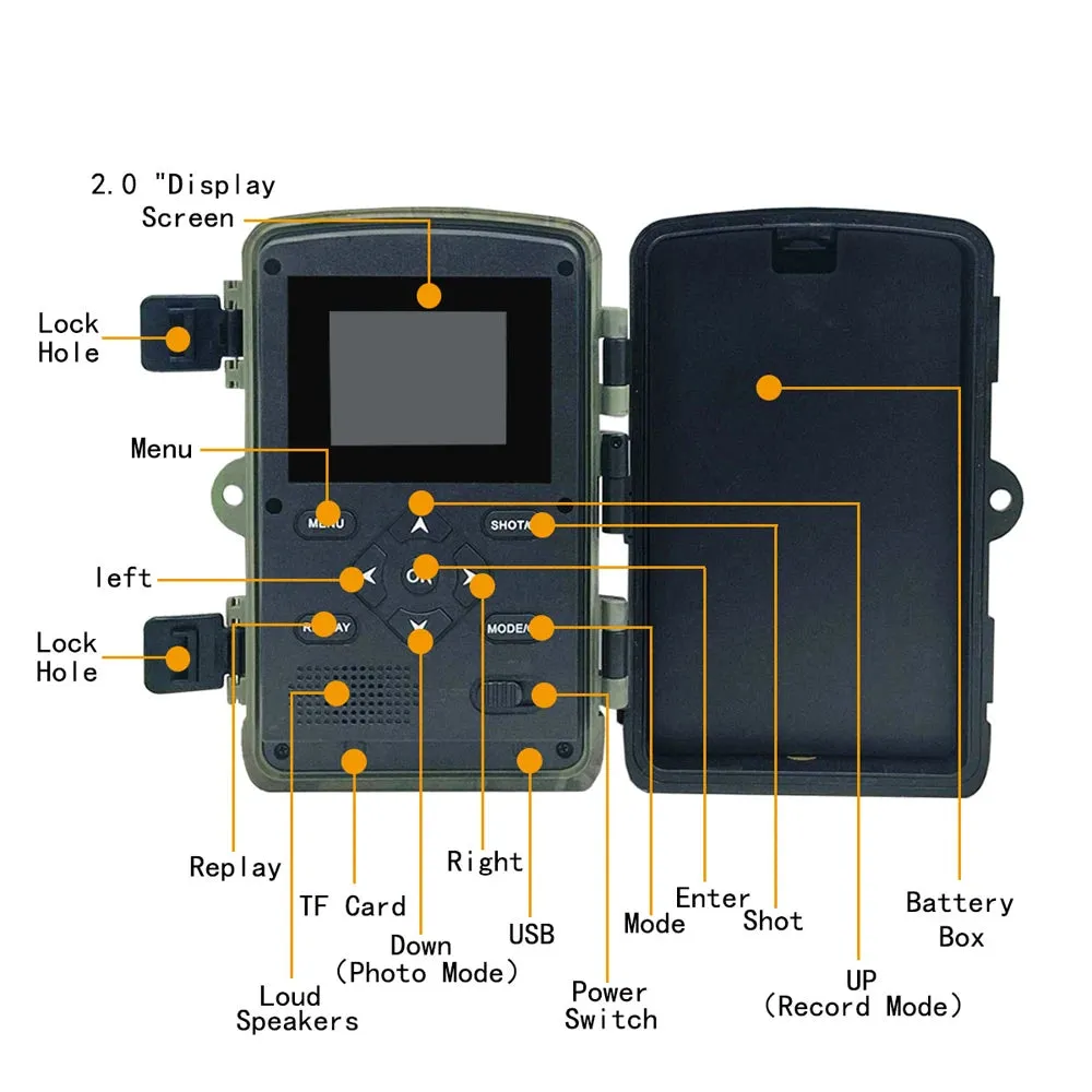 PR3000 16MP 1080P Night Photo Video Taking Trail Camera Multi-function Outdoor Huntings Animal Observation Monitoring Camera