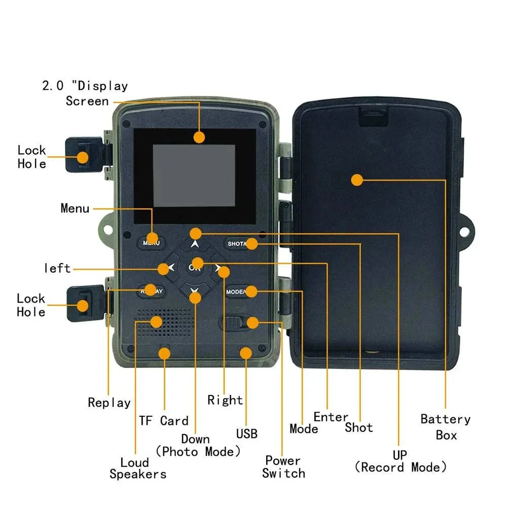 PR3000 16MP 1080P Night Photo Video Taking Trail Camera Multi-function Outdoor Huntings Animal Observation Monitoring Camera