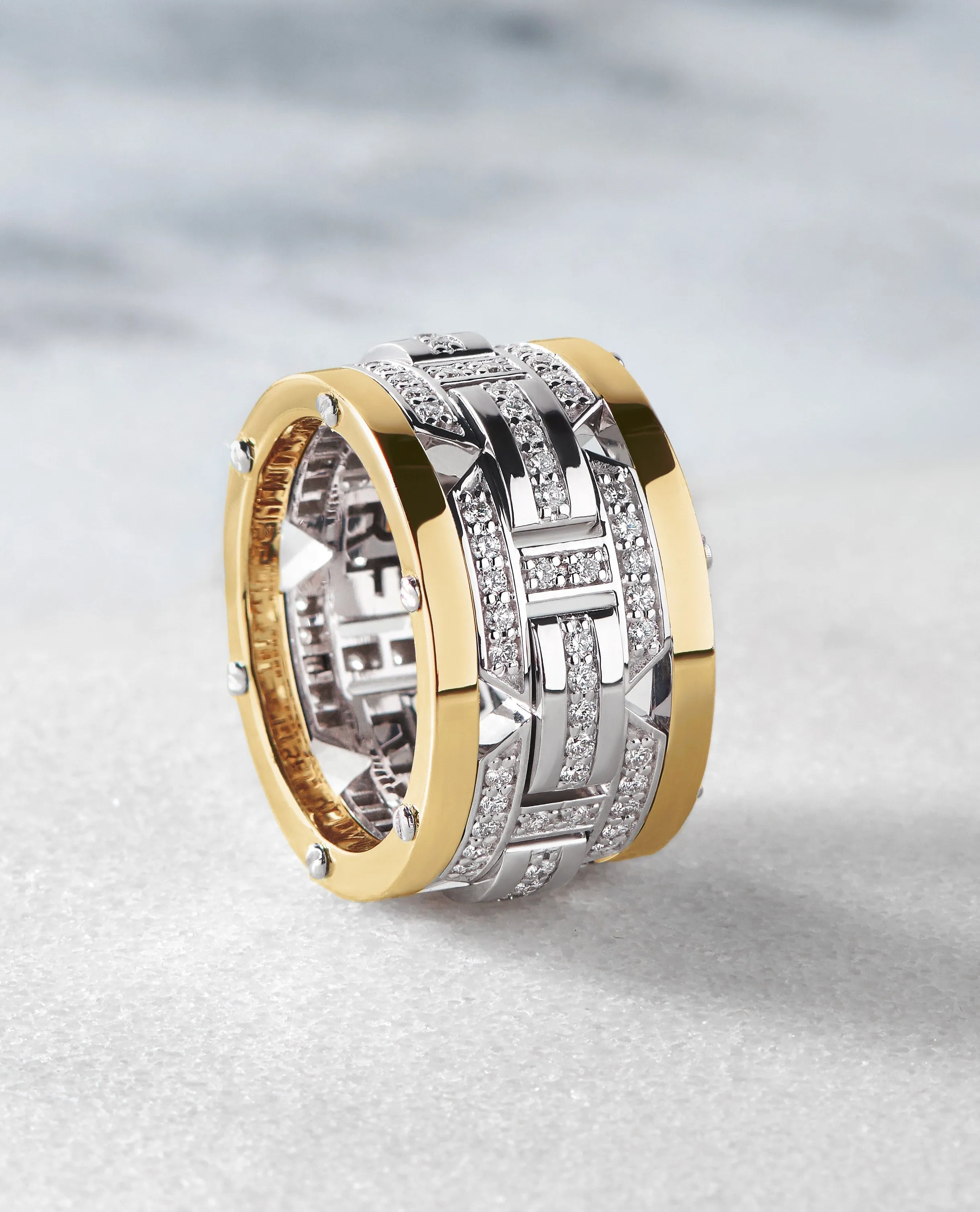 Ready to Ship - BRIGGS 14k Two-Tone Gold Ring with 1.00ct Diamonds - Wide Version